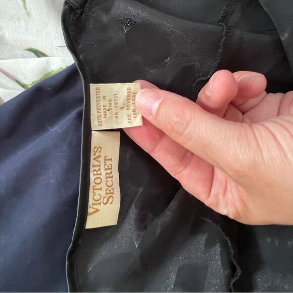 Victoria's Secret VTG Gold Label Black Roses Peekaboo Mesh Negligee Slip Dress - Picture 8 of 16